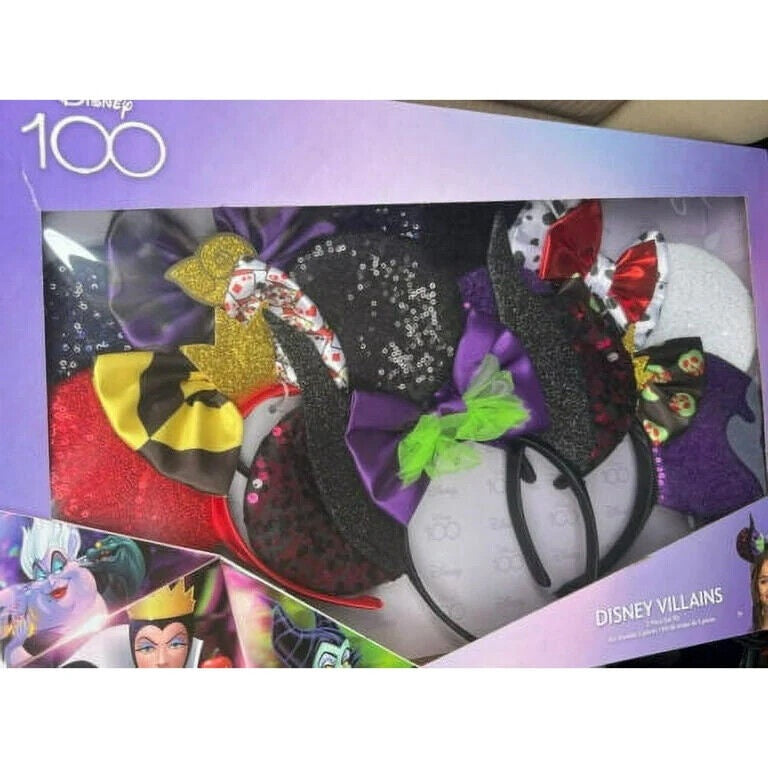 Disney 100 Mouse Ears VILLAINS Headband 5 Pk Ursula Queen Maleficent Cruella - Bellso
